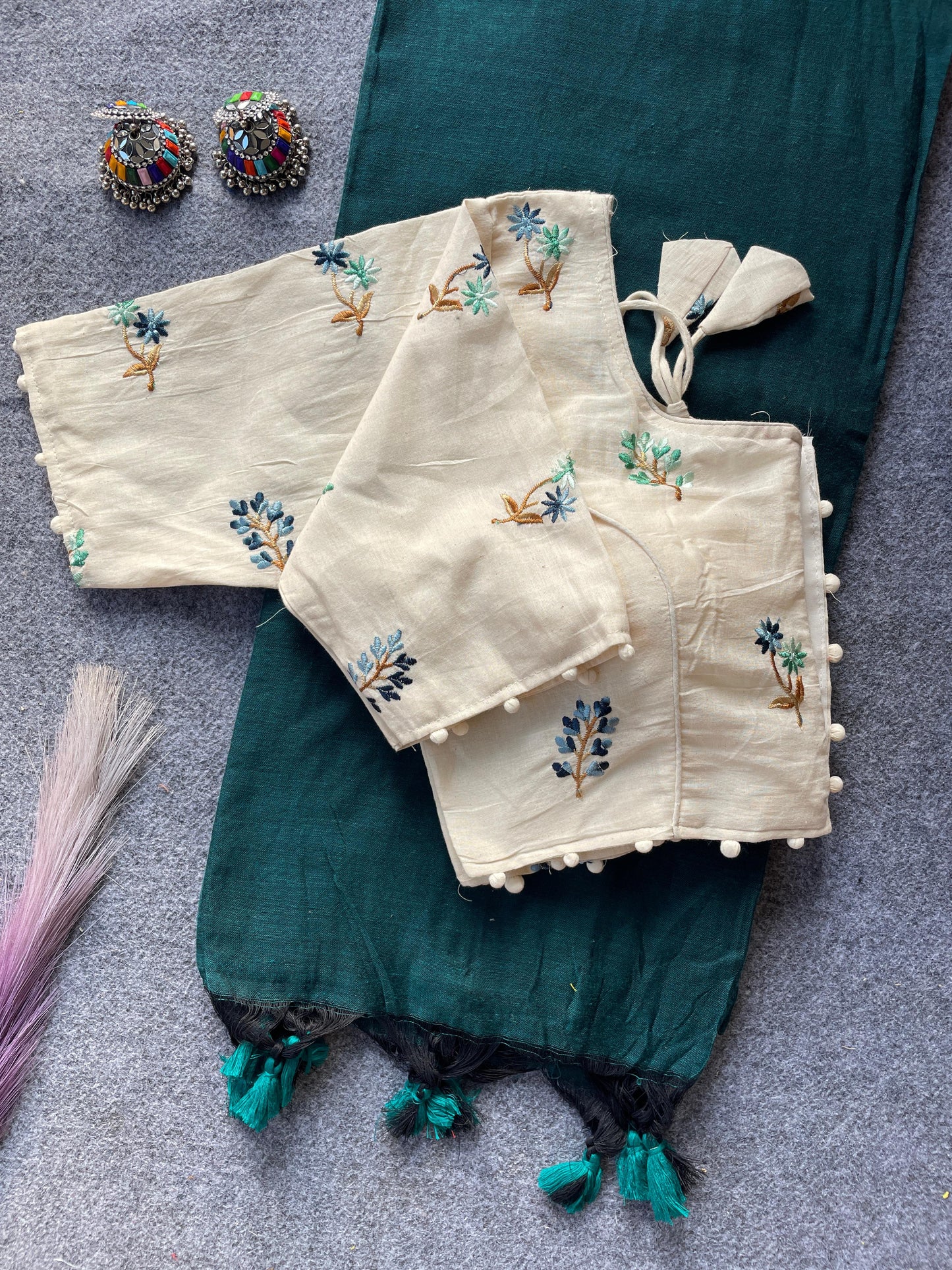 Pure Khadi Cotton Saree With Designer Blouse