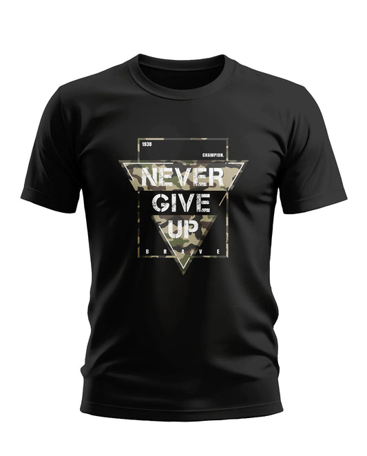 Never Give Up Army Style Soft Cotton T-shirt