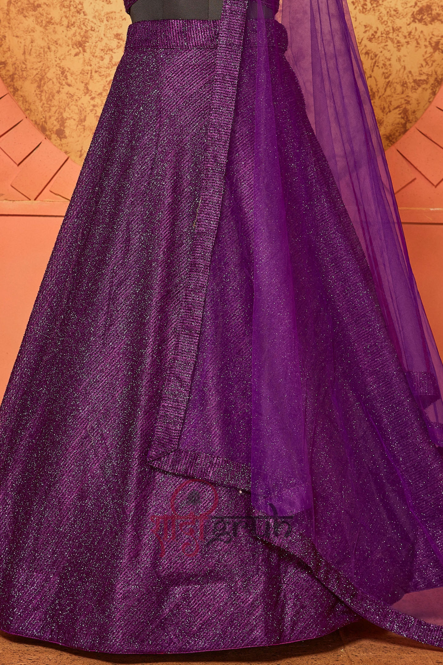 Royal Purple Shimmer Lehenga Choli with Net Dupatta – Luxury Festive & Evening Wear