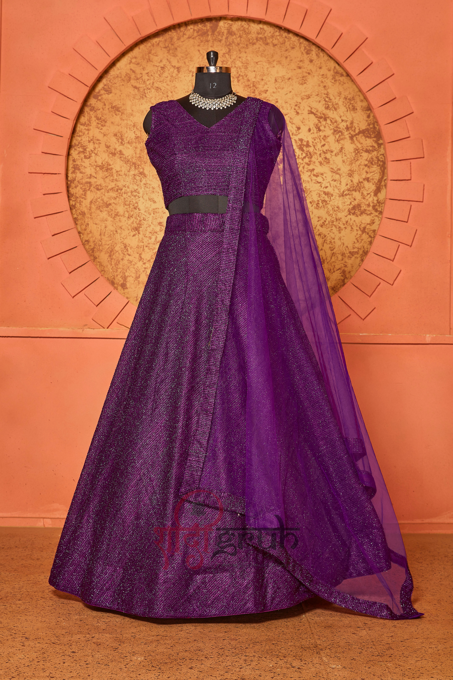 Royal Purple Shimmer Lehenga Choli with Net Dupatta – Luxury Festive & Evening Wear