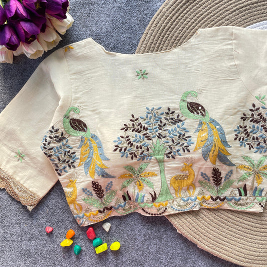 Pure Khadi Blouse with embroidery work