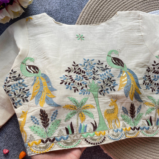 Pure Khadi Blouse with embroidery work