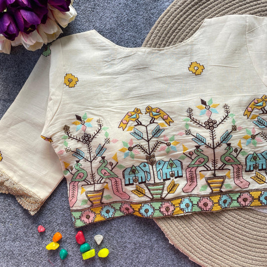 Pure Khadi Blouse with embroidery work