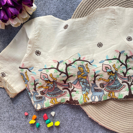 Pure Khadi Blouse with embroidery work