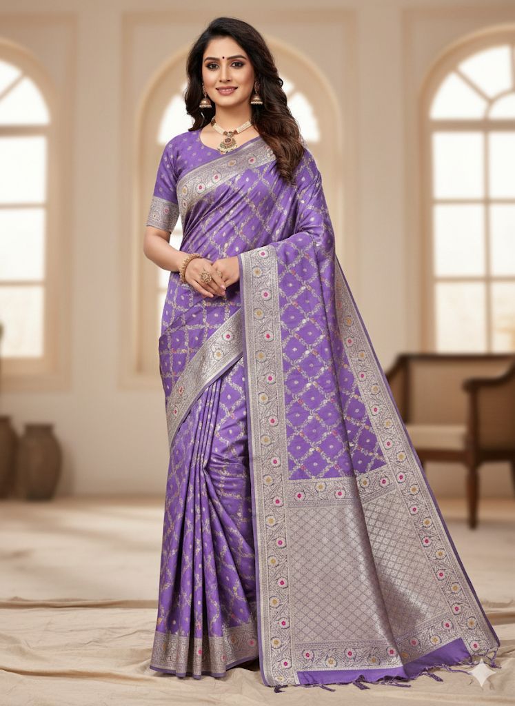 Elegant Purple Banarasi Silk Saree for Wedding & Festive Wear